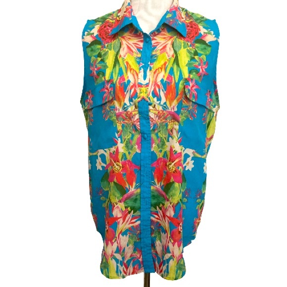Lovers + Friends Tops - Lovers + Friends Sleeveless Tropical Blouse Sz L